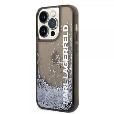Karl Lagerfeld iPhone 14 Pro Kuori Liquid Glitter Translucent Musta