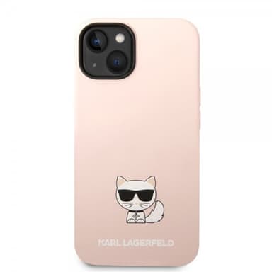Karl Lagerfeld iPhone 14 Kuori Liquid Silicone Choupette Vaaleanpunainen