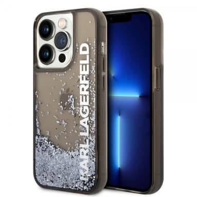 Karl Lagerfeld iPhone 14 Pro Kuori Liquid Glitter Translucent Musta
