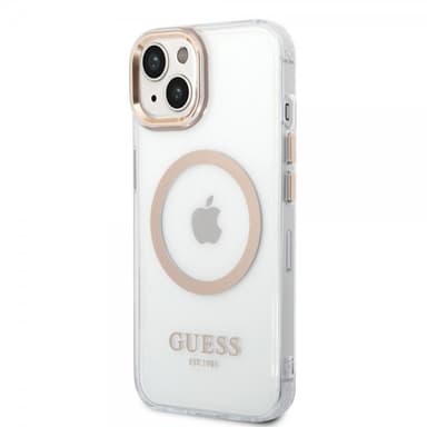Guess iPhone 14 Kuori Transparent MagSafe Kulta Läpinäkyvä