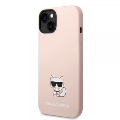 Karl Lagerfeld iPhone 14 Kuori Liquid Silicone Choupette Vaaleanpunainen