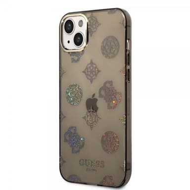 Guess iPhone 14 Plus Kuori Peony Glitter Musta