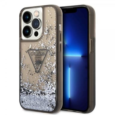 Guess iPhone 14 Pro Kuori Liquid Glitter Translucent Musta