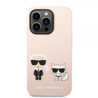 Karl Lagerfeld iPhone 14 Pro Max Kuori Liquid Silicone Karl & Choupette MagSafe Vaaleanpunainen