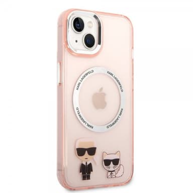 Karl Lagerfeld iPhone 14 Plus Kuori Karl & Choupette MagSafe Vaaleanpunainen
