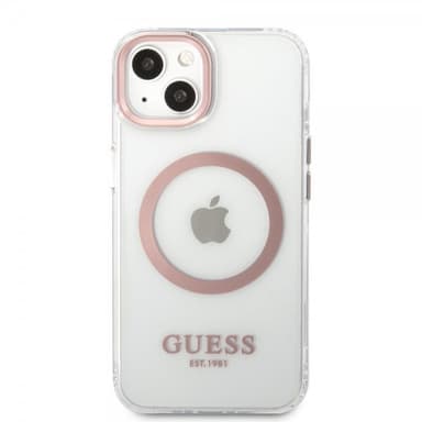Guess iPhone 13 Kuori Transparent MagSafe Vaaleanpunainen Läpinäkyvä