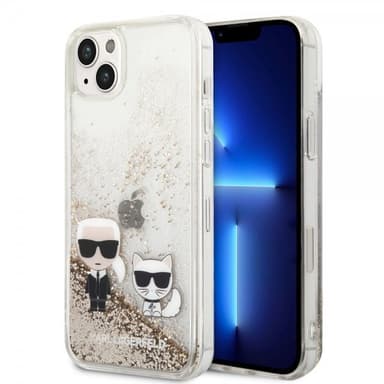 Karl Lagerfeld iPhone 14 Plus Kuori Liquid Glitter Karl & Choupette Kulta
