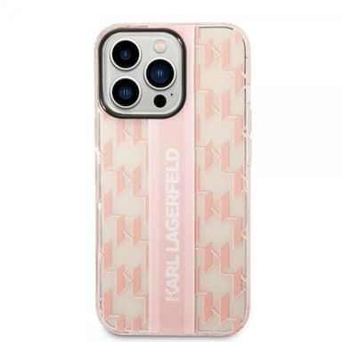 Karl Lagerfeld iPhone 14 Pro Kuori Monogram Vertical Stripe Vaaleanpunainen