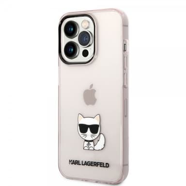 Karl Lagerfeld iPhone 14 Pro Kuori Printed Choupette Läpinäkyvä Vaaleanpunainen