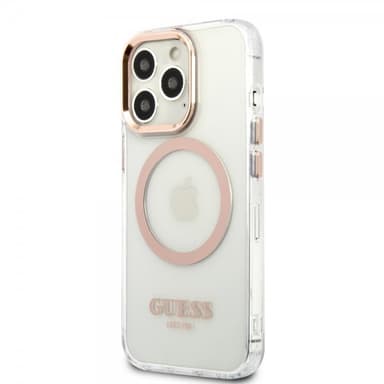 Guess iPhone 13 Pro Max Kuori Transparent MagSafe Kulta Läpinäkyvä