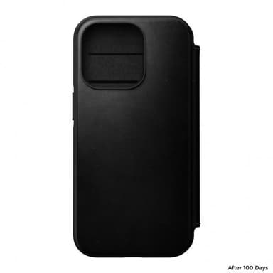 NOMAD iPhone 14 Pro Kotelo Modern Leather Folio Horween Musta