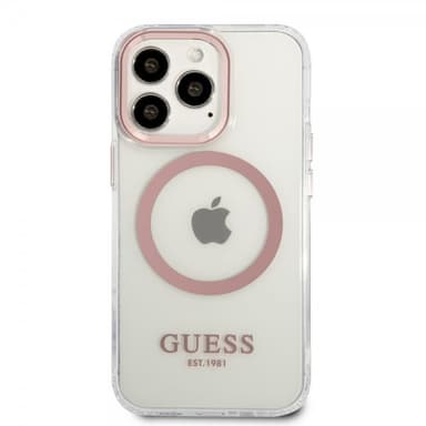 Guess iPhone 13 Pro Kuori Transparent MagSafe Vaaleanpunainen Läpinäkyvä