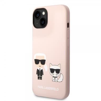 Karl Lagerfeld iPhone 14 Plus Kuori Liquid Silicone Karl & Choupette Vaaleanpunainen