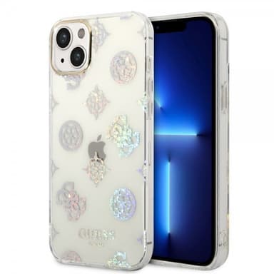 Guess iPhone 14 Plus Kuori Peony Glitter Valkoinen