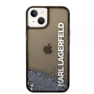 Karl Lagerfeld iPhone 14 Kuori Liquid Glitter Translucent Musta