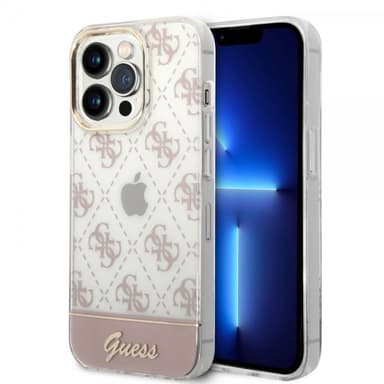 Guess iPhone 14 Pro Kuori Bottom Stripe Script Logo Vaaleanpunainen
