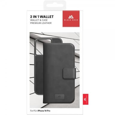 Black Rock iPhone 14 Pro Kotelo 2 in 1 Wallet Case Irrotettava Kuori Musta
