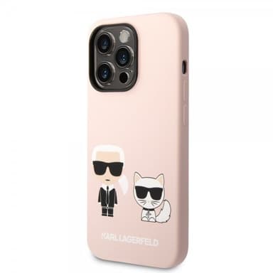 Karl Lagerfeld iPhone 14 Pro Max Kuori Liquid Silicone Karl & Choupette MagSafe Vaaleanpunainen