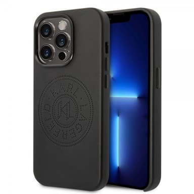 Karl Lagerfeld iPhone 14 Pro Max Kuori Logo Perforoitu Musta