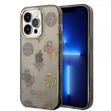Guess iPhone 14 Pro Kuori Peony Glitter Musta