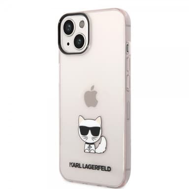 Karl Lagerfeld iPhone 14 Kuori Printed Choupette Läpinäkyvä Vaaleanpunainen