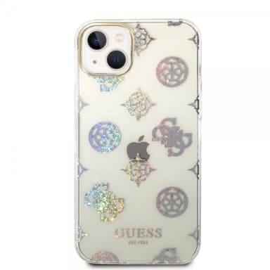 Guess iPhone 14 Plus Kuori Peony Glitter Valkoinen