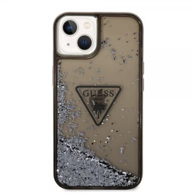 Guess iPhone 14 Kuori Liquid Glitter Translucent Musta
