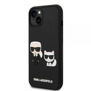 Karl Lagerfeld iPhone 14 Plus Kuori 3D Rubber Karl & Choupette Musta