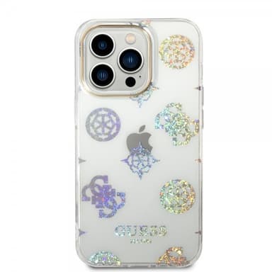 Guess iPhone 14 Pro Kuori Peony Glitter Valkoinen