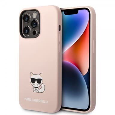 Karl Lagerfeld iPhone 14 Pro Max Kuori Liquid Silicone Choupette Vaaleanpunainen
