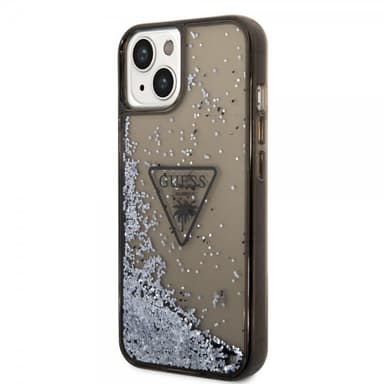 Guess iPhone 14 Kuori Liquid Glitter Translucent Musta