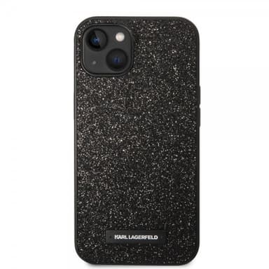 Karl Lagerfeld iPhone 14 Plus Kuori Solid Glitter Plaque Logo Musta