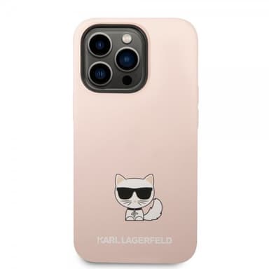 Karl Lagerfeld iPhone 14 Pro Max Kuori Liquid Silicone Choupette Vaaleanpunainen