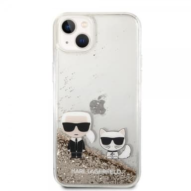 Karl Lagerfeld iPhone 14 Plus Kuori Liquid Glitter Karl & Choupette Kulta