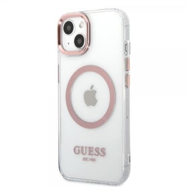 Guess iPhone 13 Kuori Transparent MagSafe Vaaleanpunainen Läpinäkyvä