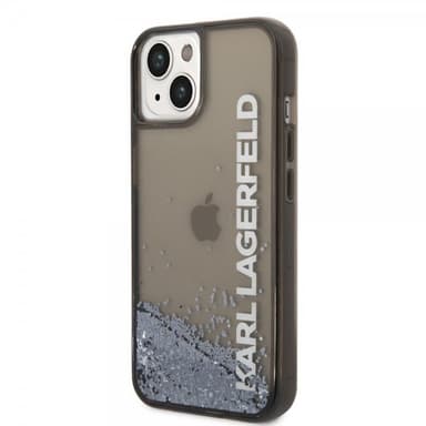 Karl Lagerfeld iPhone 14 Kuori Liquid Glitter Translucent Musta