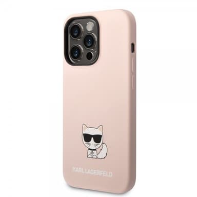 Karl Lagerfeld iPhone 14 Pro Max Kuori Liquid Silicone Choupette Vaaleanpunainen