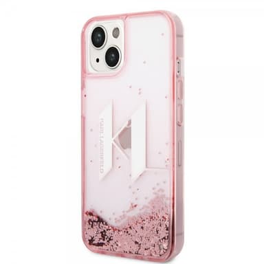 Karl Lagerfeld iPhone 14 Kuori Liquid Glitter Big Logo Vaaleanpunainen