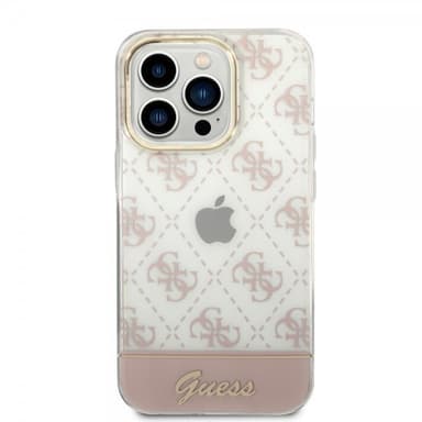 Guess iPhone 14 Pro Kuori Bottom Stripe Script Logo Vaaleanpunainen