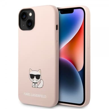 Karl Lagerfeld iPhone 14 Kuori Liquid Silicone Choupette Vaaleanpunainen