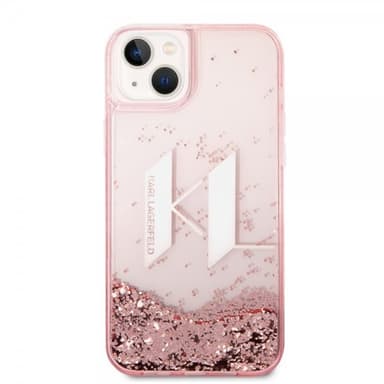 Karl Lagerfeld iPhone 14 Plus Kuori Liquid Glitter Big Logo Vaaleanpunainen