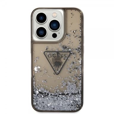 Guess iPhone 14 Pro Kuori Liquid Glitter Translucent Musta