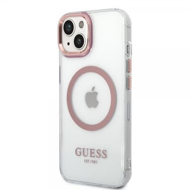 Guess iPhone 14 Plus Kuori Transparent MagSafe Vaaleanpunainen Läpinäkyvä