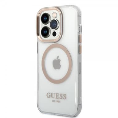 Guess iPhone 14 Pro Kuori Transparent MagSafe Kulta Läpinäkyvä