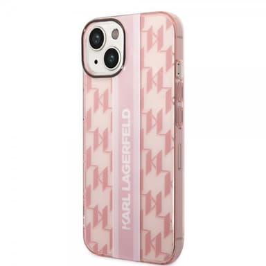 Karl Lagerfeld iPhone 14 Kuori Monogram Vertical Stripe Vaaleanpunainen