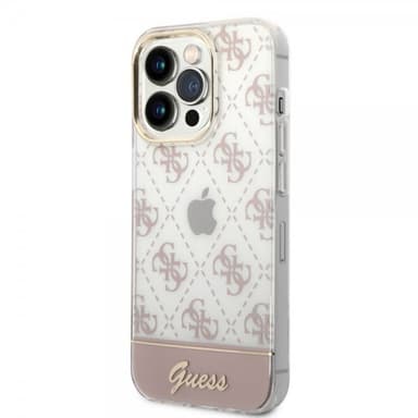 Guess iPhone 14 Pro Kuori Bottom Stripe Script Logo Vaaleanpunainen