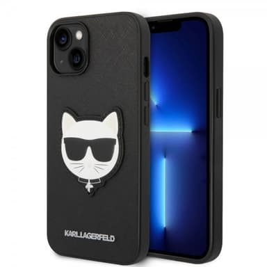 Karl Lagerfeld iPhone 14 Plus Kuori Saffiano Choupette Musta