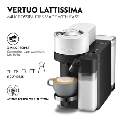 Nespresso Vertuo Lattissima By Delonghi kapselikeitin ENV300.W (valk.)