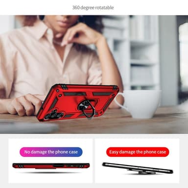 SKALO Samsung A04s 4G Armor Hybridi metallirengas kuori - Punainen