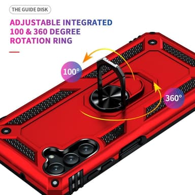 SKALO Samsung A13 5G Armor Hybridi metallirengas kuori - Punainen